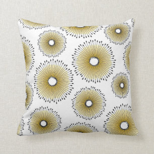 Modern Dandelion Flower Pattern in Butter Yellow Cushion