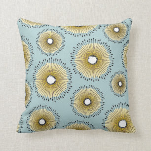 Modern Dandelion Flower Pattern Patina Green Cushion