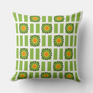Modern Dandelion Green Yellow Geometric Pattern Cushion