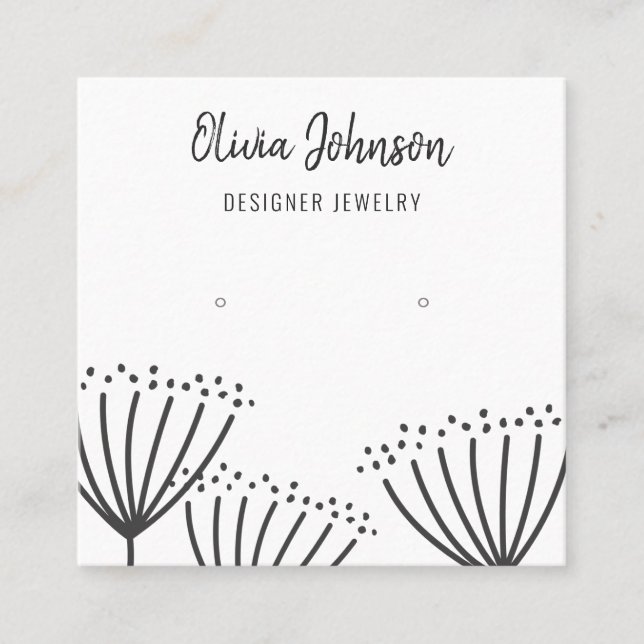 Modern Dandelions Jewellery Earring Display Square Business Card (Front)