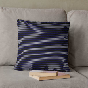 Modern Dark Blue Black Stripes Cushion