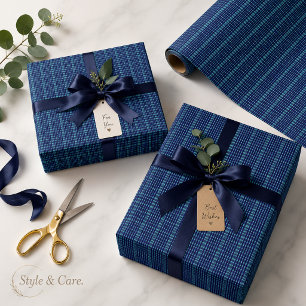 Modern Dark Blue Chequered Pattern Wrapping Paper