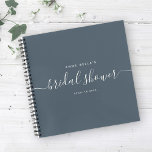 Modern Dark Blue Chic Script Bridal Shower Guest Notebook<br><div class="desc">This modern calligraphy guest book is perfect for a simple yet beautiful bridal shower. The neutral design features your name and date of celebration in minimalist typography alongside a romantic and whimsical script. This is the dusty rich dark navy blue version but feel free to change the background colour to...</div>