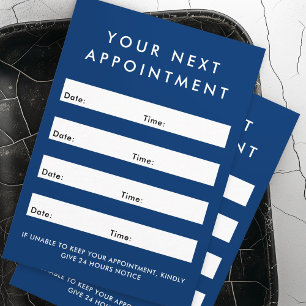 Modern dark blue custom logo vertical appointment card