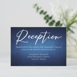 Modern Dark Blue Evening Wedding Reception Enclosure Card