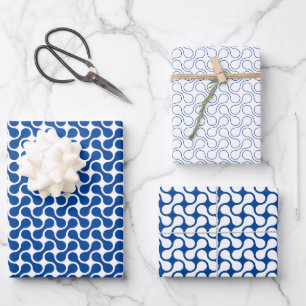 Modern Dark Blue Geometric Metaball Pattern Wrapping Paper Sheet