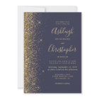 Modern Dark Blue Gold Glitter Wedding