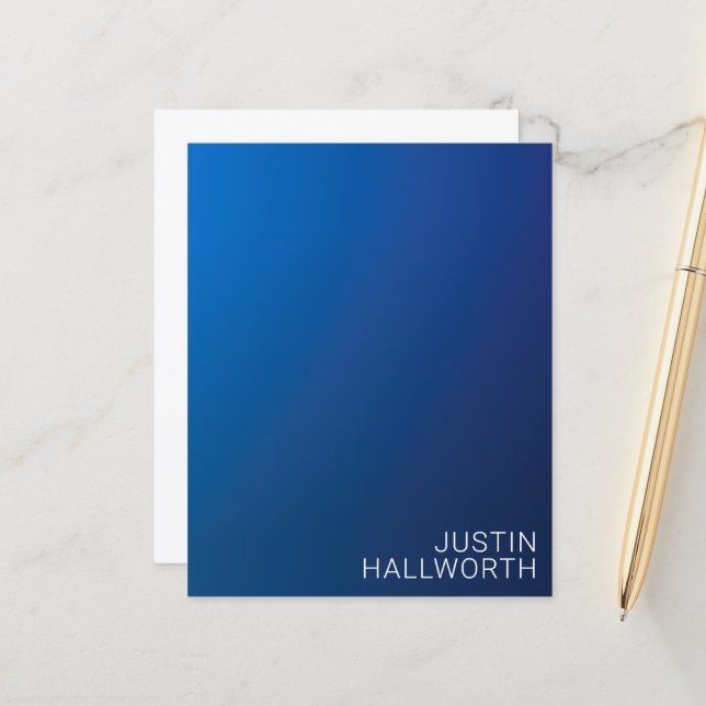Modern Dark Blue Gradient & Minimal Editable Text (Front/Back In Situ)