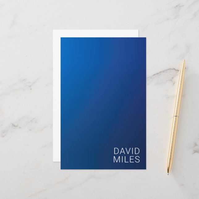 Modern Dark Blue Gradient & Minimal Editable Text (Front/Back In Situ)