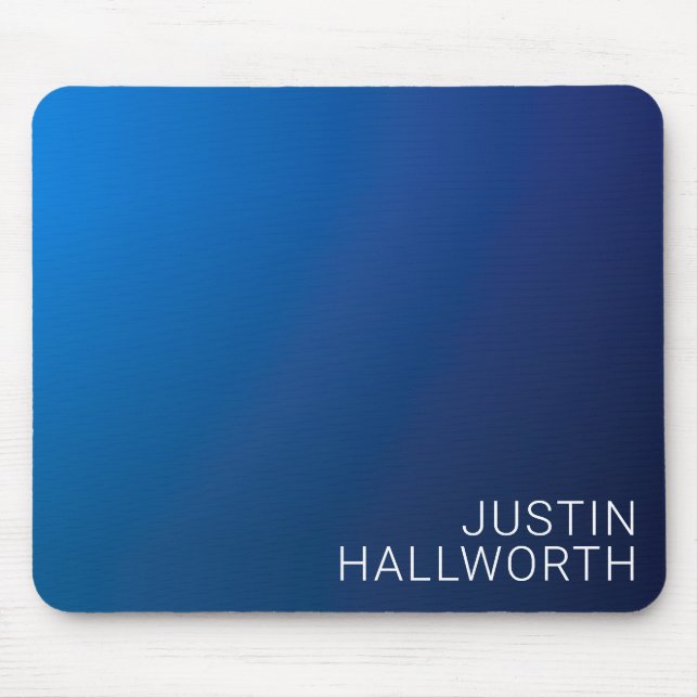 Modern Dark Blue Gradient & Minimal Editable Text Mouse Pad (Front)