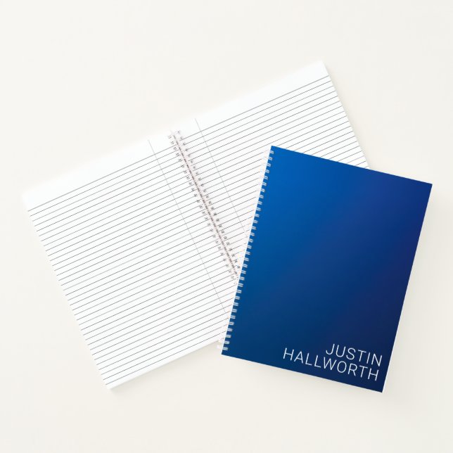 Modern Dark Blue Gradient & Minimal Editable Text Notebook (Inside)