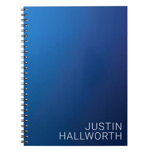 Modern Dark Blue Gradient & Minimal Editable Text Notebook (Front)