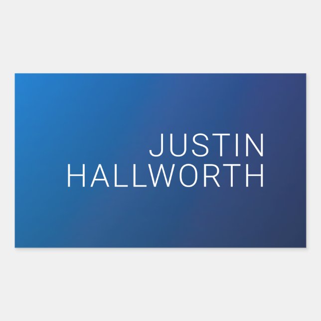 Modern Dark Blue Gradient & Minimal Editable Text Rectangular Sticker (Front)