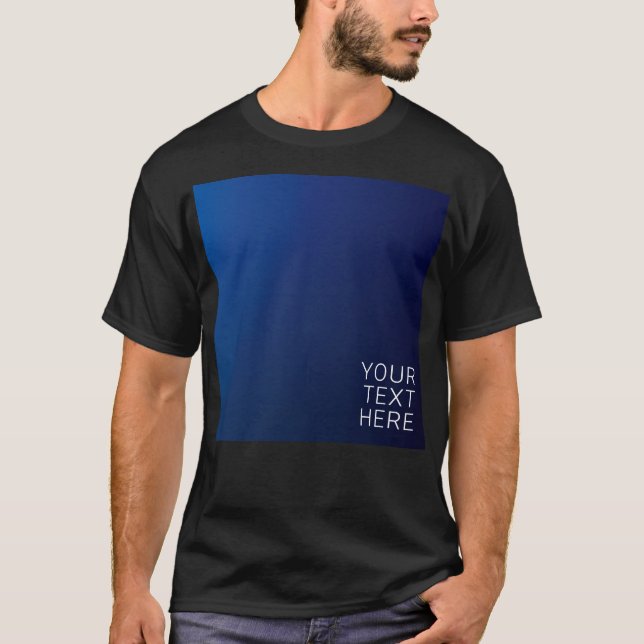 Modern Dark Blue Gradient & Minimal Editable Text T-Shirt (Front)