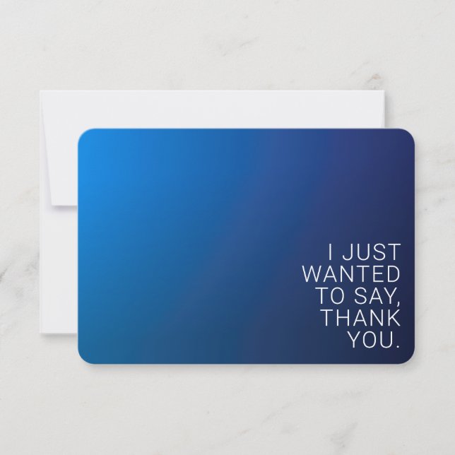 Modern Dark Blue Gradient & Minimal Editable Text Thank You Card (Front)