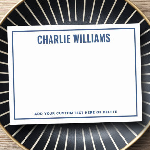 Modern dark blue name border post-it notes