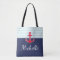 Modern Dark Blue Nautical Design Red Anchor