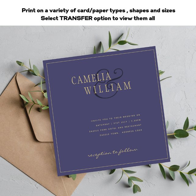 Modern Dark Blue Purple Wedding Invitation (Creator Uploaded)