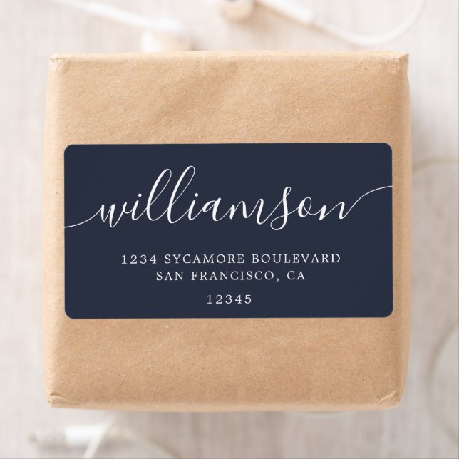 Modern Dark Blue Script Family Return Address (Insitu)
