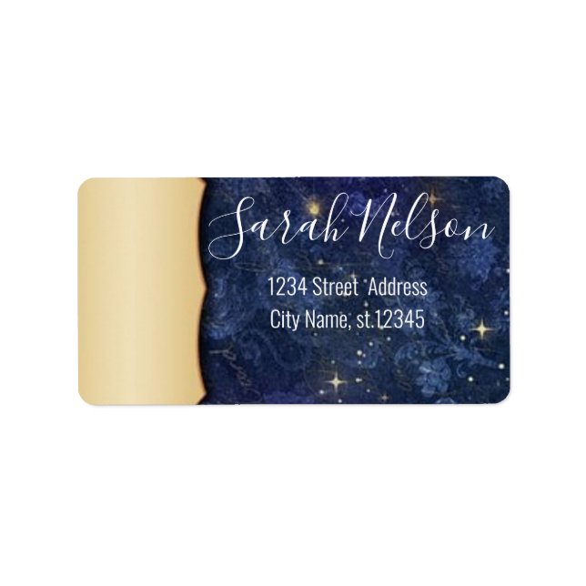 Modern Dark Blue Sparkly Label (Front)