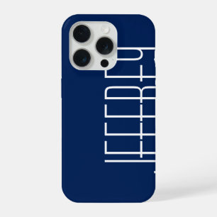 Modern Dark Blue & White, Personalised Jumbo Name iPhone Case