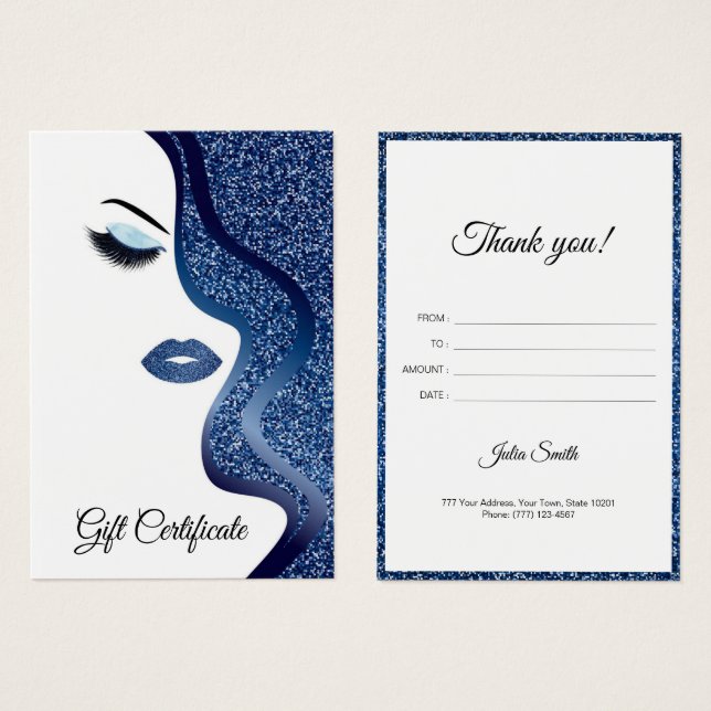 Modern Dark Blue with Glitter Effect  (Front & Back)
