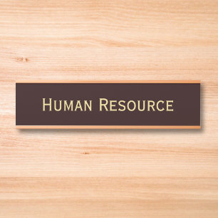 Modern Dark Brown Gold Office Room Department Name Door Sign