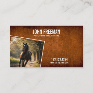 Modern Dark Brown Horse Equestrian Farm Business Card