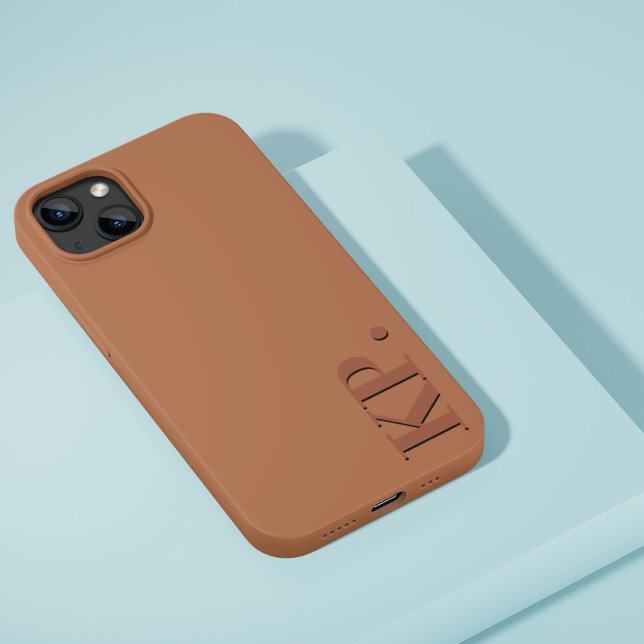 Modern dark brown initial minimal contemporary iPhone case (Creator Uploaded)