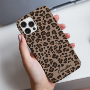Modern Dark Brown Leopard Cheetah Pattern iPhone 16 Pro Case