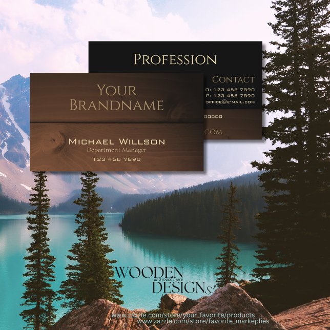 Modern Dark Brown Wood Grain Wooden Boards Cool Business Card (Creator Uploaded)