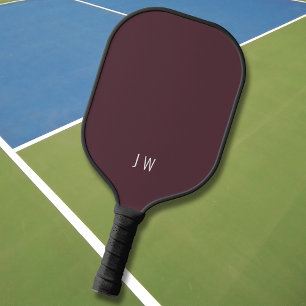 Modern Dark Burgundy Red Monogram Initials Pickleball Paddle