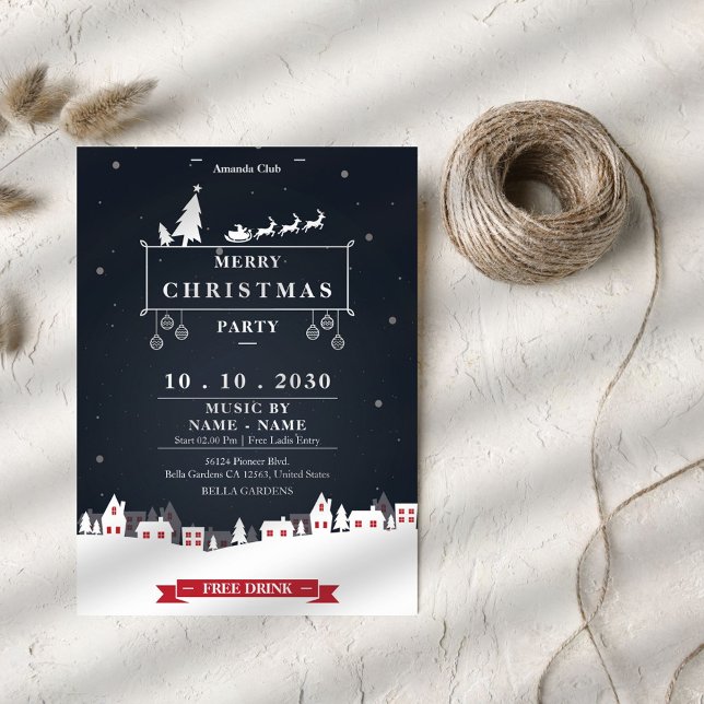 Modern Dark Christmas Party Invitation (Creator Uploaded)