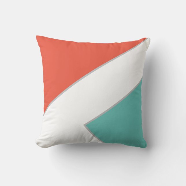 Modern Dark Coral Teal Colour Block Geometric  Cushion (Front)