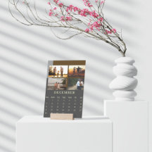 Modern Dark Easel Calendar December 2025