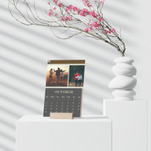 Modern Dark Easel Calendar October 2025