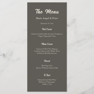 Modern Dark Espresso Monogram Wedding Menu