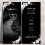 Modern Dark Faded Photo Gothic Floral Wedding Program<br><div class="desc">Inform your guests about wedding program with this elegant program card,  featuring dark faded photo,  elegant black and white floral and your custom text. Easily add your own details by clicking on the "personalise" option.</div>