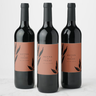 Modern Dark Foliage Personalised Wine Label