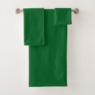 Modern Dark Forest Green Solid Colour Bath Towel Set