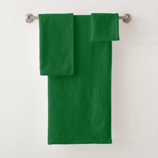 Modern Dark Forest Green Solid Colour  Bath Towel Set