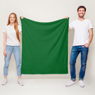 Modern Dark Forest Green Solid Colour  Fleece Blanket