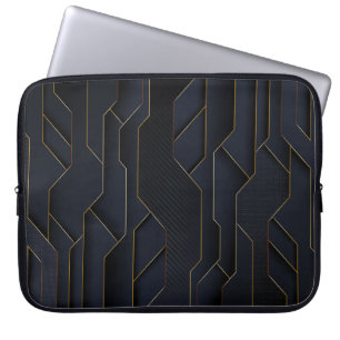 Modern Dark-Gold Geometrical Background Laptop Sleeve