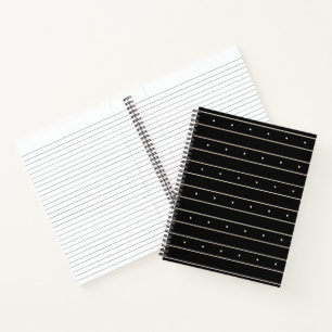 Modern Dark Gothic Pinstripe Lines And Polka Dots Notebook