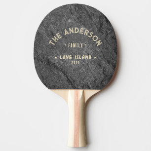 Modern Dark Granite Vintage Seaside Family Name Ping Pong Paddle