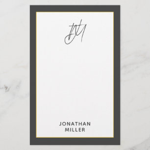 Modern Dark Gray Monogram Stationery