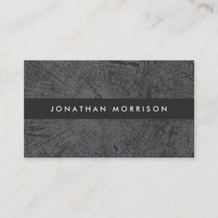 MODERN DARK GRAY TREE RINGS, WOOD MOTIF BUSINESS CARD