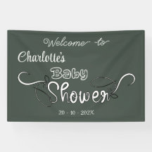 Modern Dark Green Baby Shower Banner Wall Décor