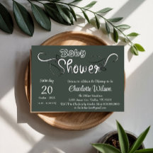 Modern Dark Green Baby Shower
