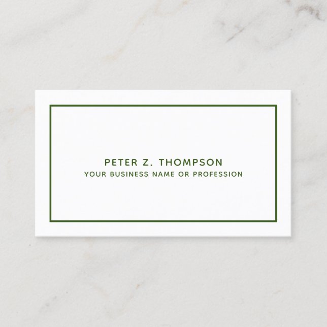Modern Dark-Green Business Card with Thin Line (Front)